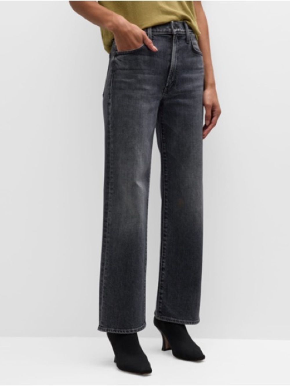 MOTHER Superior The Rambler Zip Flood Outta Sight Jeans In Charcoal Womens 27 - Picture 2 of 12